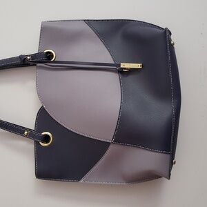 Purple and Lilac Geometric Tote Bag with Gold Hardware